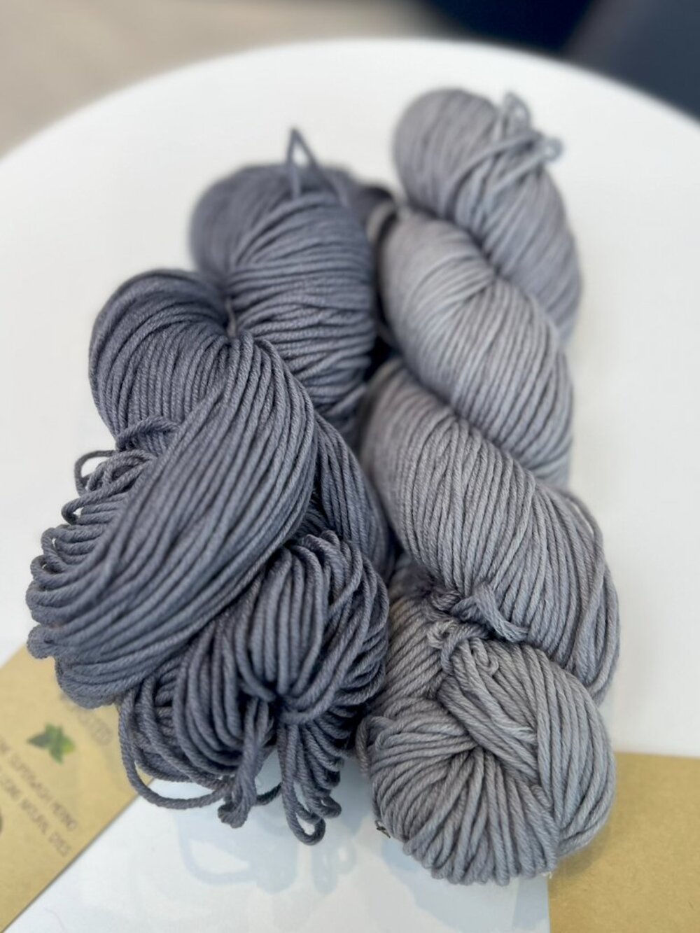 Harvest Urth Worsted Merino Yarn — Charcoal Grey & light grey (2 skeins)